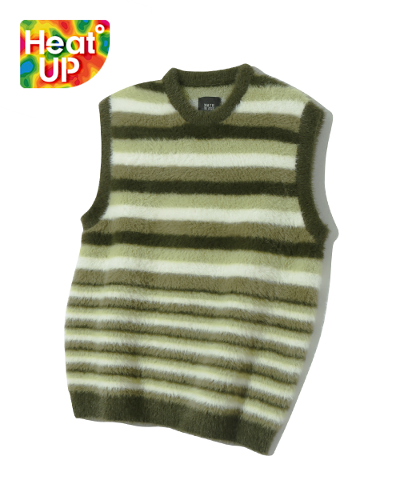CANVAS HAIRY KNIT VEST_GREEN