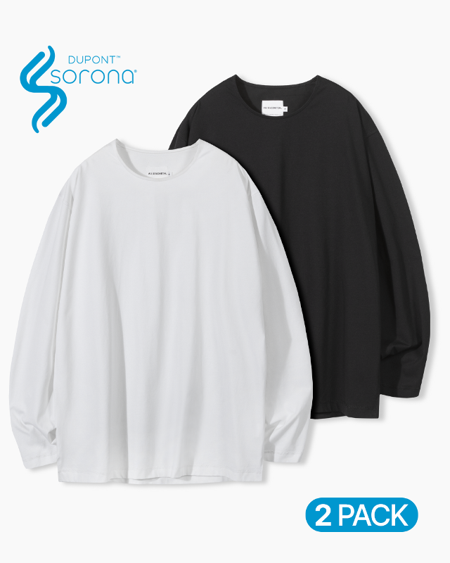 2PACK (All Seasons) Sorona® Basic Cotton Layering T-shirt_4COLOR