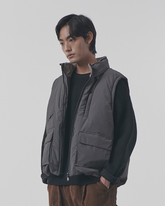(VLAD) 2WAY AUTHENTIC PADDED VEST_CHARCOAL GRAY